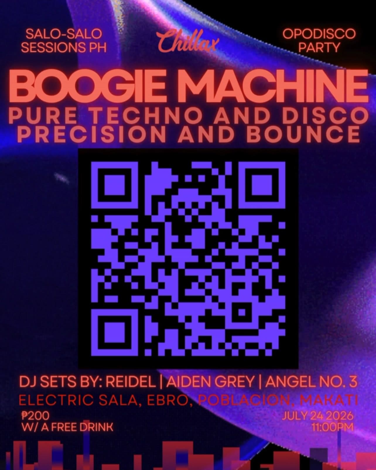 Poster for Boogie Machine - July 24, 2026, Electric Sala · Poblacion, Makati