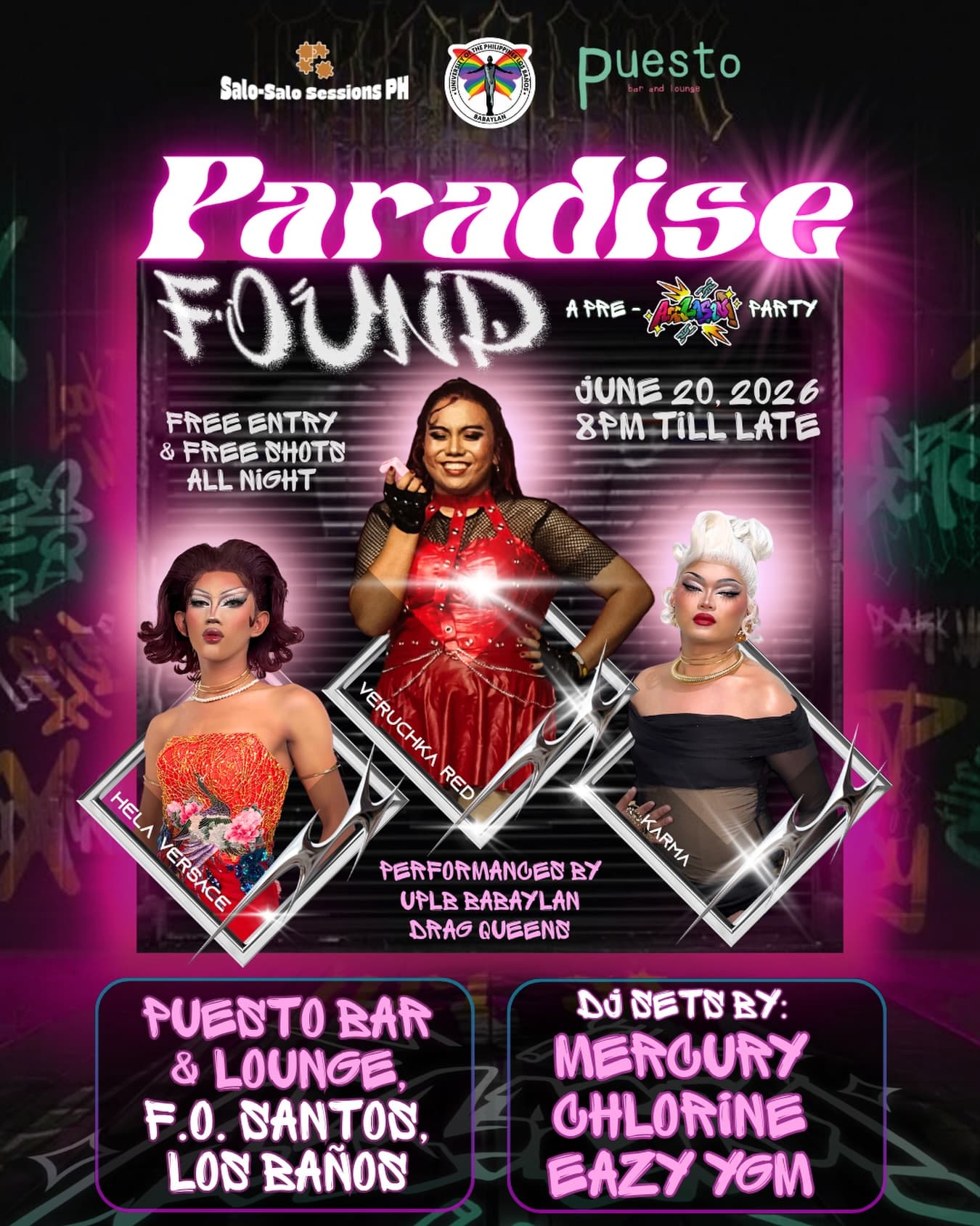 Poster for Paradise Found Pride - June 20, 2026, Puesto Bar & Lounge · Los Baños