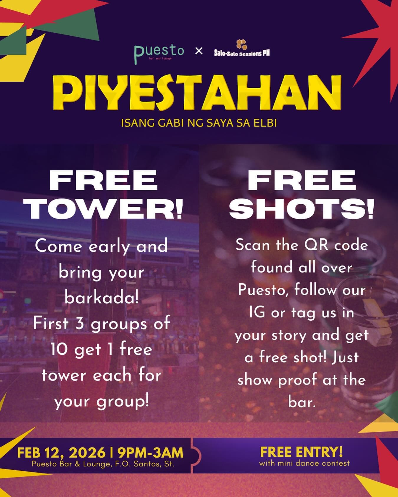 Poster for Piyestahan: Elbi - February 12, 2026, Puesto Bar & Lounge · Los Baños