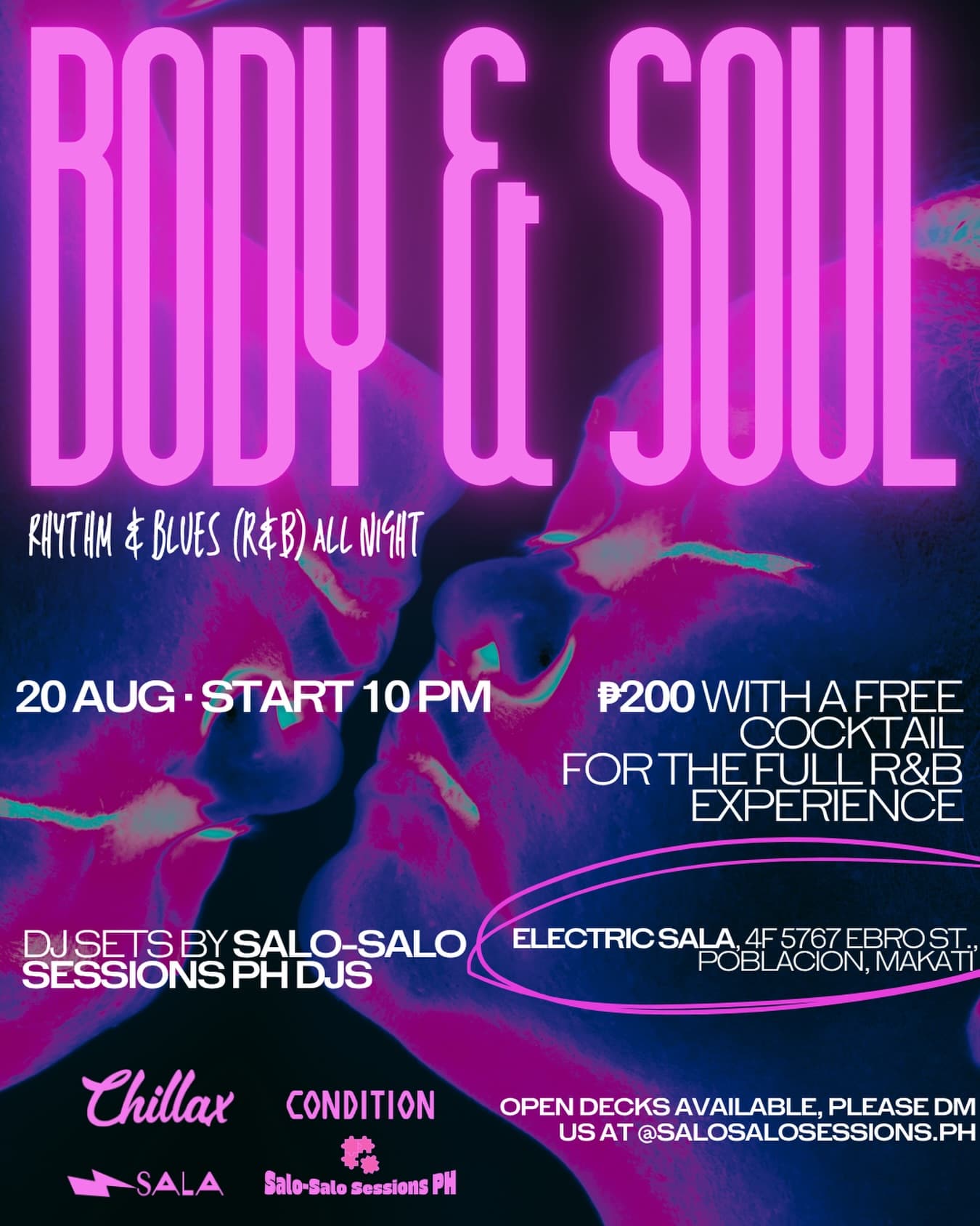 Poster for Body & Soul - August 20, 2026, Electric Sala · Poblacion, Makati