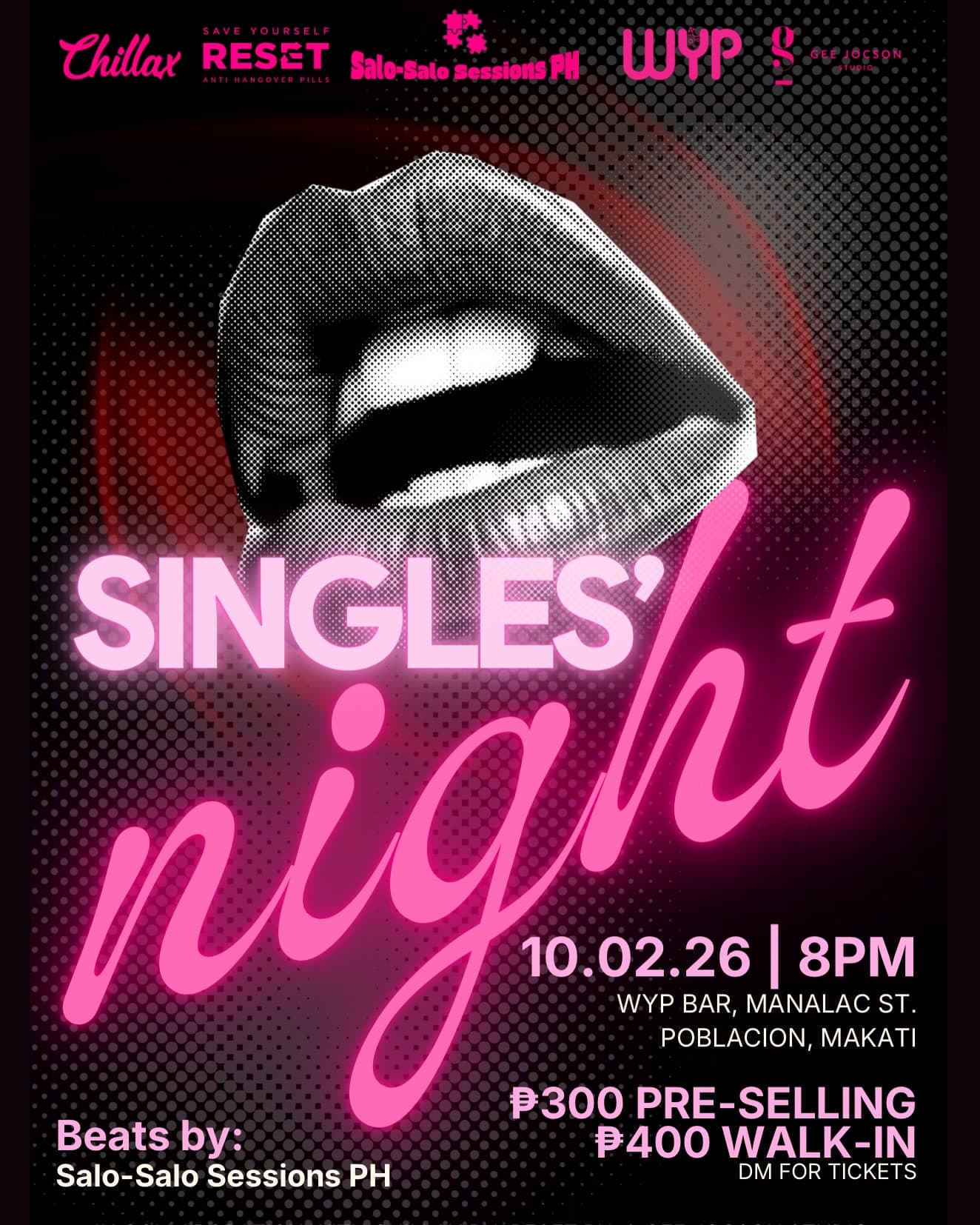 Poster for Singles' Night - October 2, 2026, WYP Bar · Poblacion, Makati